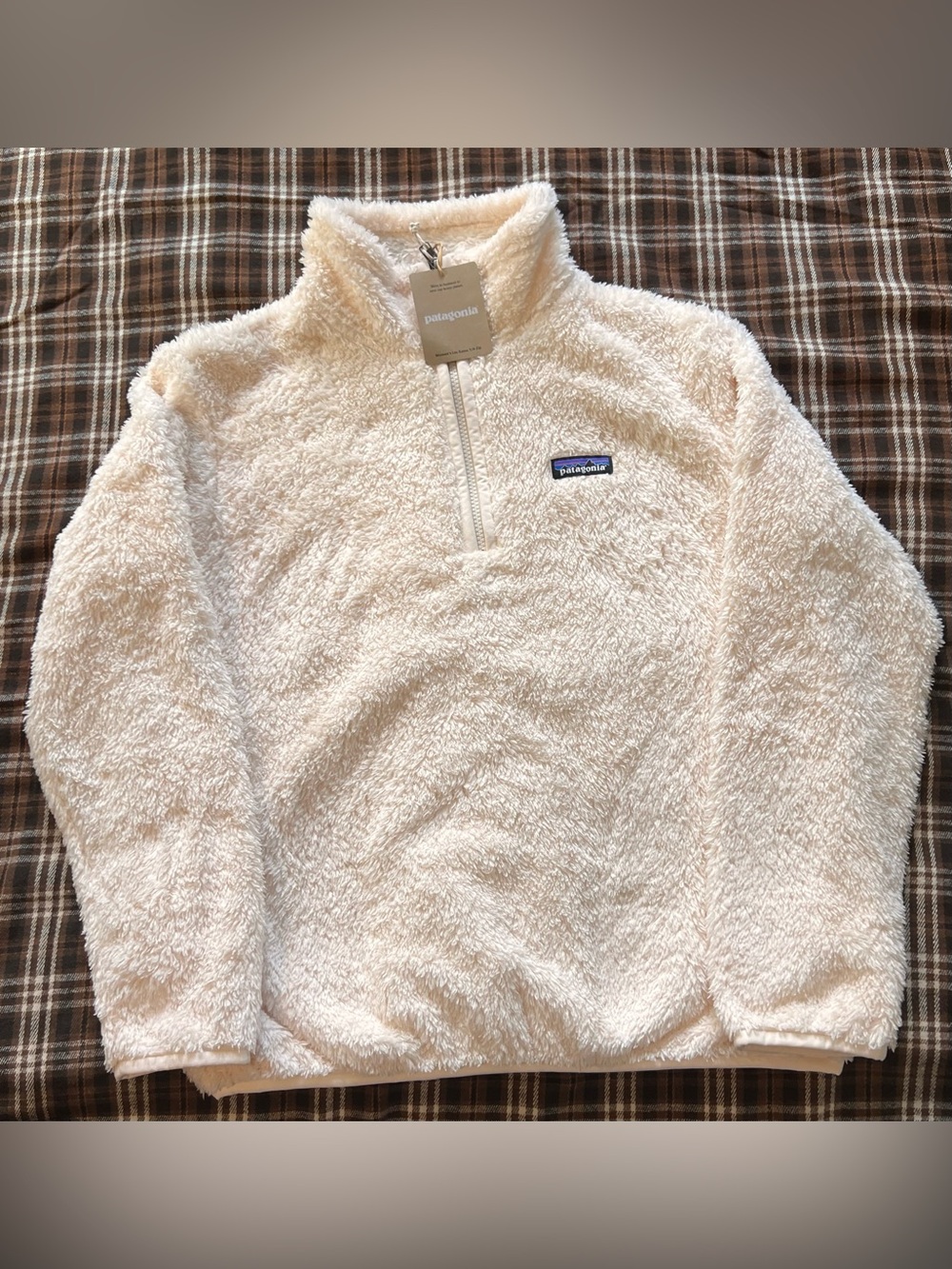 Patagonia Women's Los Gatos Fleece Fuzzy Quarter-Zip Pullover Sweater Natural M